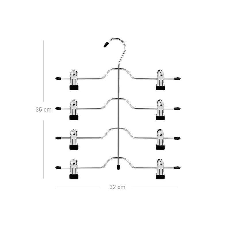 Broekhanger - Ruimtebesparend - Meerdere rokhangers - Met clips - Set van 3  - Metalen kleerhanger