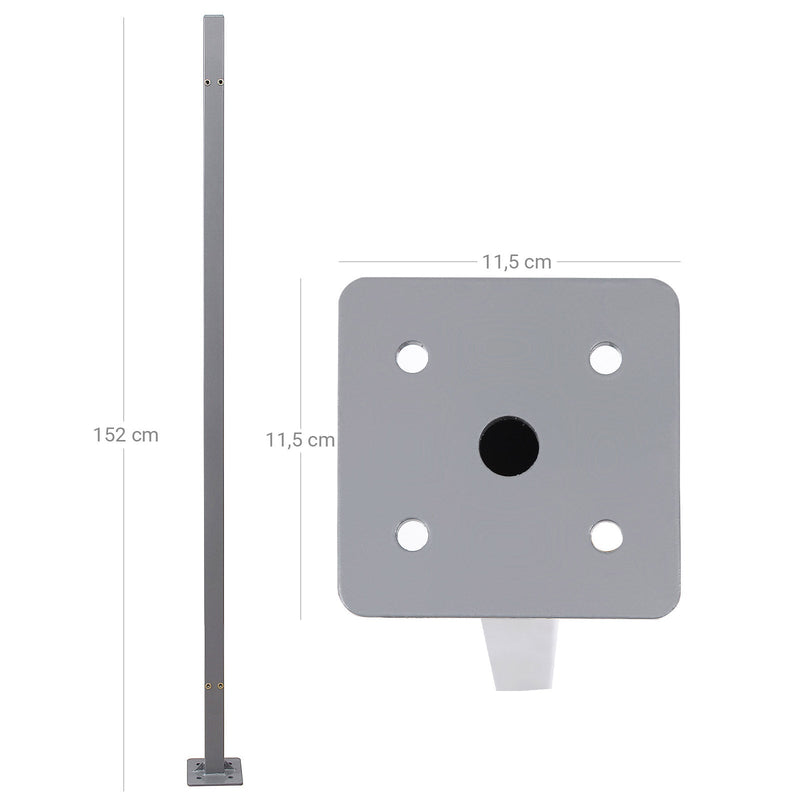 Standpaal - Voor luifelbox - 11,5 x 11,5 x 152 cm - Grijs