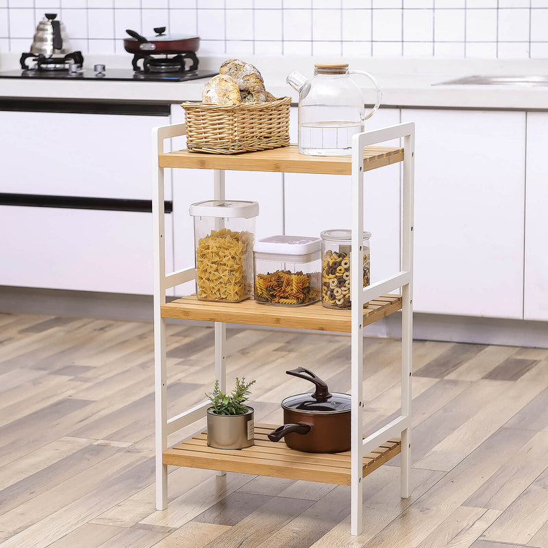 Bamboerek - Kitchen Rack - Badrumsställ - Bokhylla - Stående rack - med 3 hyllor - 45 x 31,5 x 80 cm