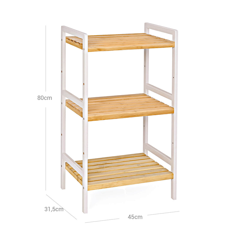 Bamboerek - Rack de cuisine - Rack de salle de bain - Bibliothèque - Rack debout - avec 3 étagères - 45 x 31,5 x 80 cm