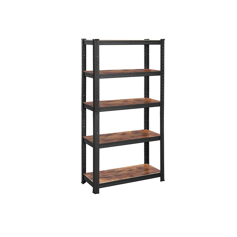 Cabinet - Rack de depozitare - 5 rafturi - 150 x 75 x 30 cm - până la 400 kg Capacitate de încărcare - rafturi reglabile - Stil industrial - Negru