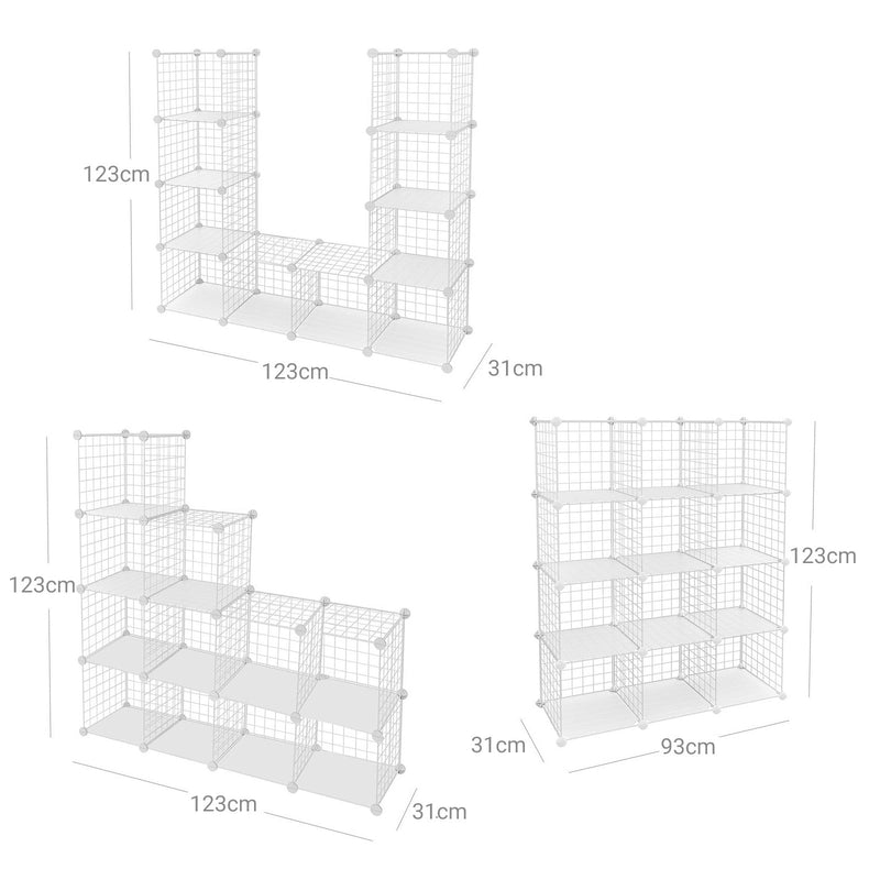 Armoire - étirement de la masse métallique - Système de rack - armoire debout - armoire Cubus -12 Banques - armoire de rangement - blanc