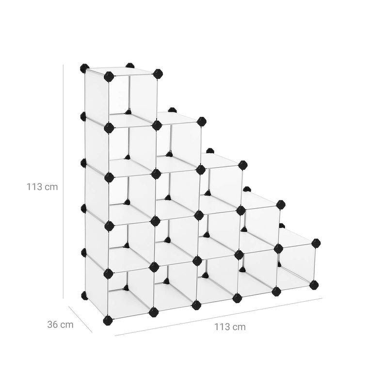 Shoe Rack - plast - Rektangulärt hyllsystem - med 15 fack - skonförvaring - metalltråd - Witt