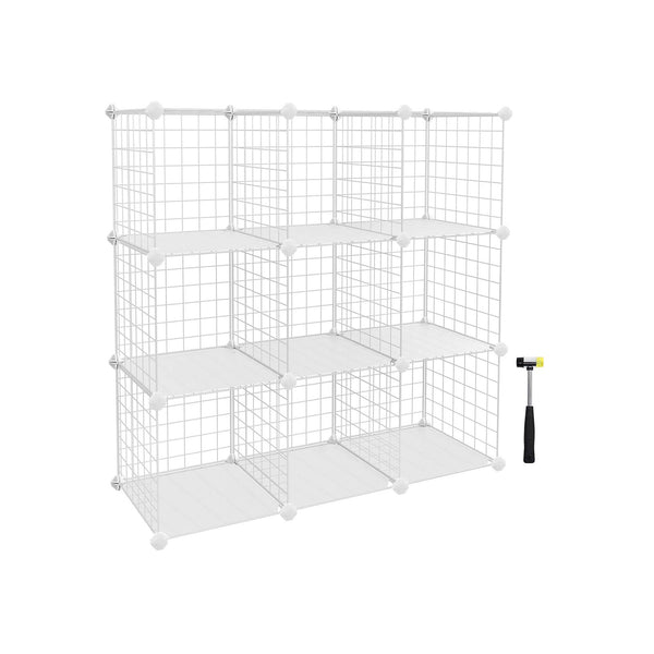 Rack cu 9 compartimente - dulap de depozitare - sistem de scândură conductabil - 93 x 31 x 93 cm - alb