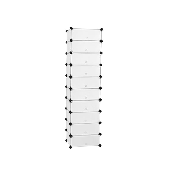 Armoire à sauts - Rack à chaussures - du plastique - avec portes - 10 compartiments - blanc