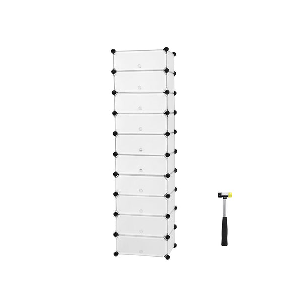 Cupboard de sărituri - Rack pentru pantofi - din plastic - cu uși - 10 compartimente - alb