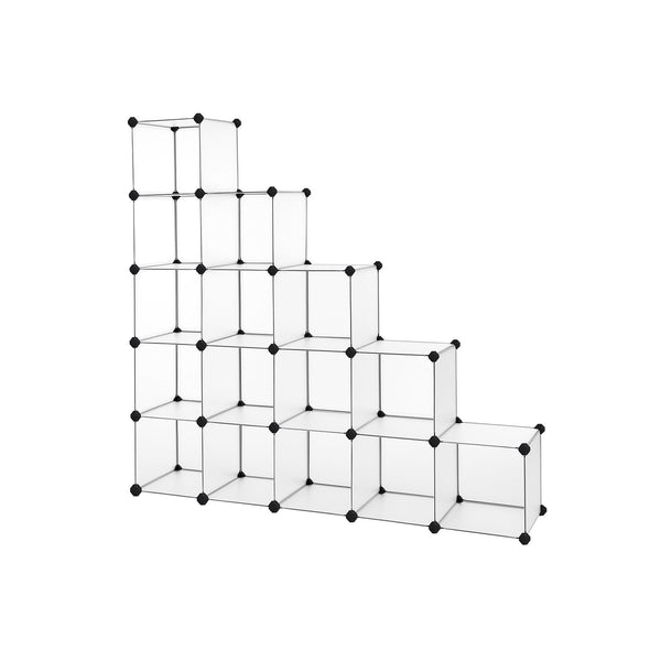 Cube -kaappi - telinejärjestelmä - 16 kuutiota - muovi - säilytysteline - läpinäkyvä