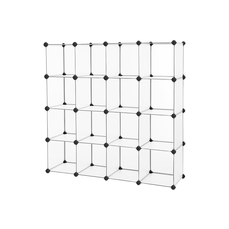 Cube Cabinet - Racking System - 16 terninger - Plastik - Opbevaringsstativ - Gennemsigtig