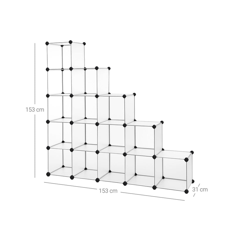 Cube skåp - rackningssystem - 16 kuber - plast - förvaringsställ - transparent