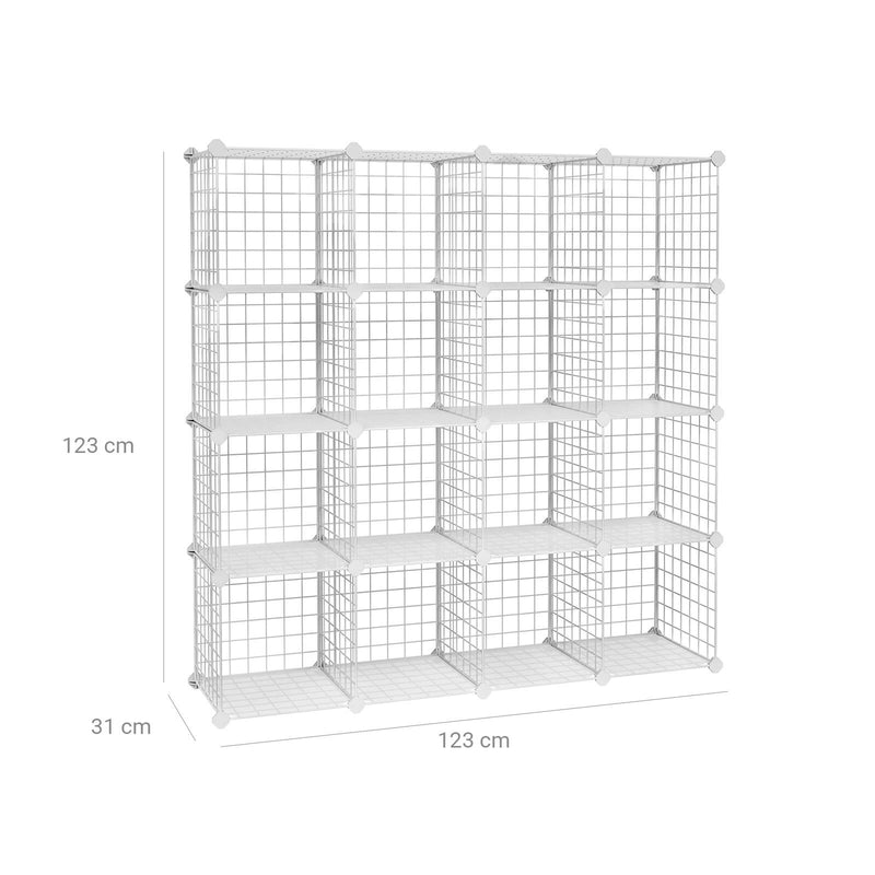 16 kubformat trådlagringssystem - metall - OpberKast - Cube Cabinet - White