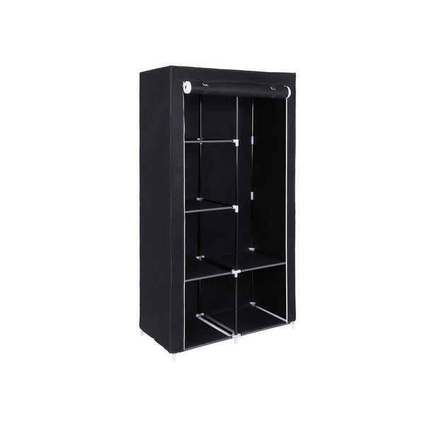 Armoire en tissu - armoire - rails de vêtements - 6 étagères - porte-vêtements - armoire - noir