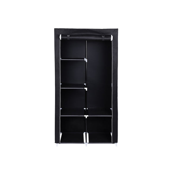 Stofskabet - Garderobe - tøjskinner - 6 hylder - tøjstativ - Garderobe - sort