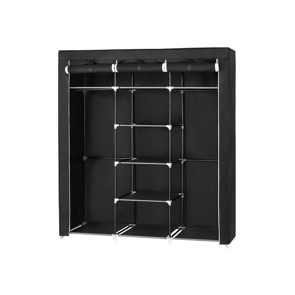 Armoire - armoire pliante - boîtier en tissu - armoire pliable - avec 2 tiges de vêtements - 175 x 150 x 45 cm - noir