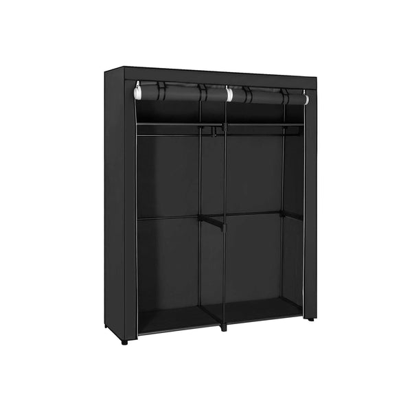 Armoire - avec 2 tiges de vêtements - boîtier en tissu - 140 x 43 x 174 cm - noir