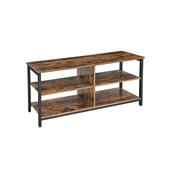 Tv-rek - Salontafel - Met 4 planken - Industrieel design - Donkerbruin