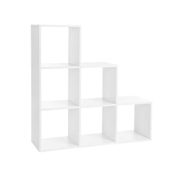 Bibliotecă - Staircase Rack - Dulap - cu 6 compartimente - din lemn - raft detașat - alb