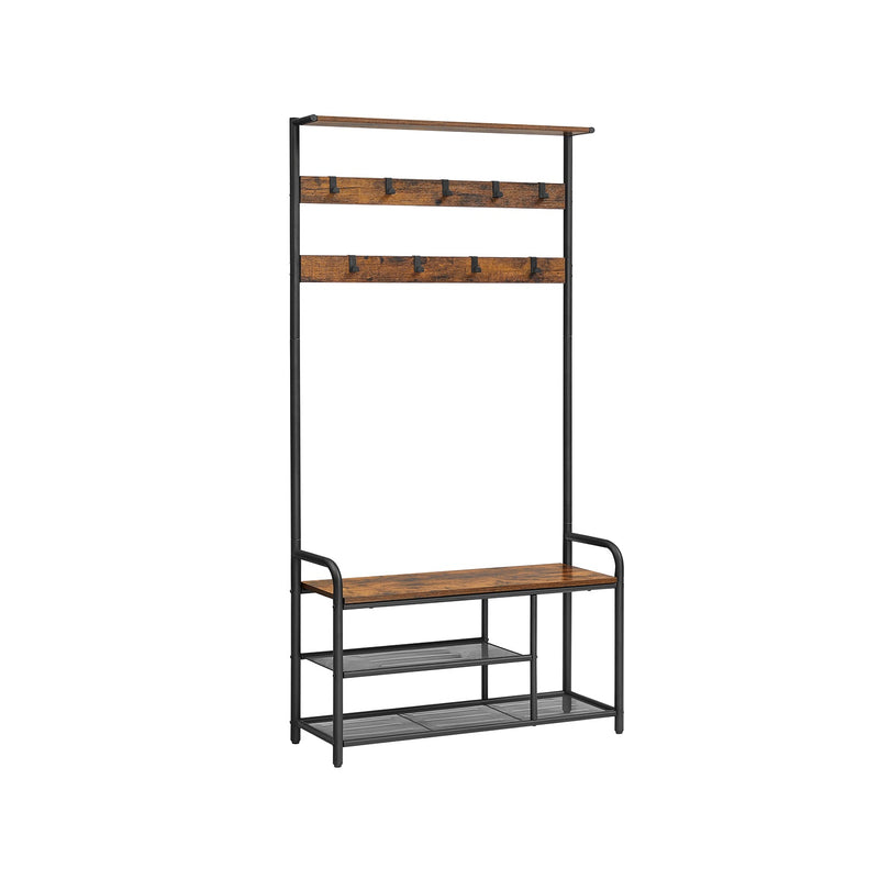 Rack en manteau avec porte-chaussures et banc - Design industriel - Gray