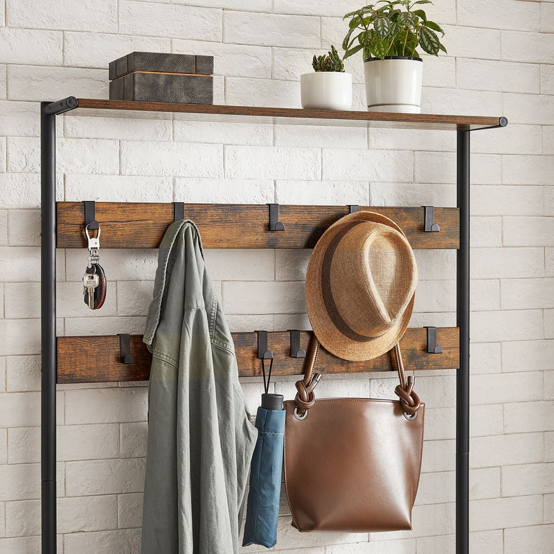 Rack en manteau avec porte-chaussures et banc - Design industriel - Gray