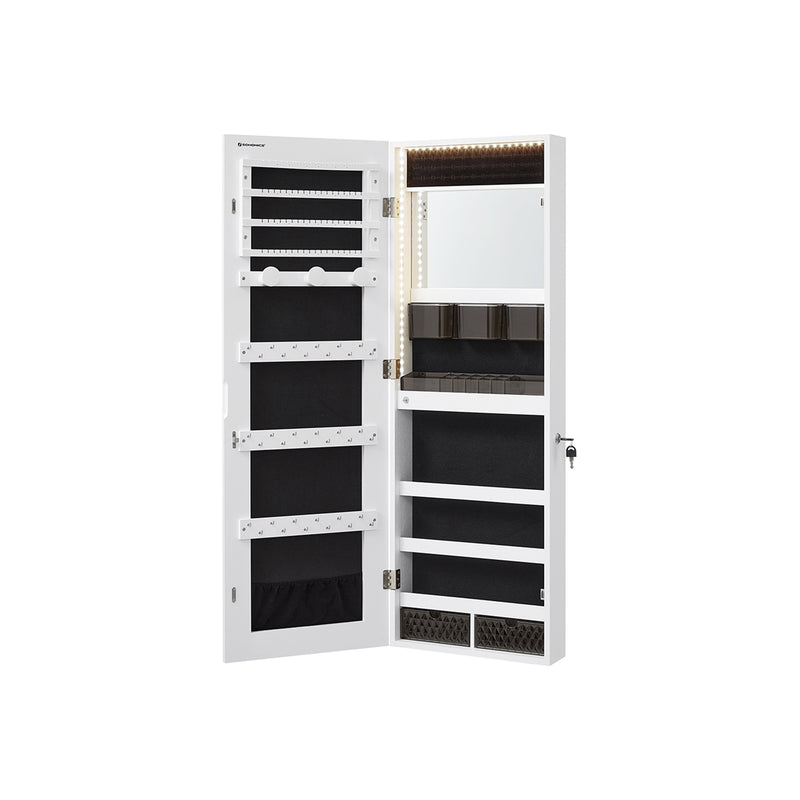 Armoire à bijoux suspendue - armoire à bijoux - armoire murale - avec éclairage LED - blanc