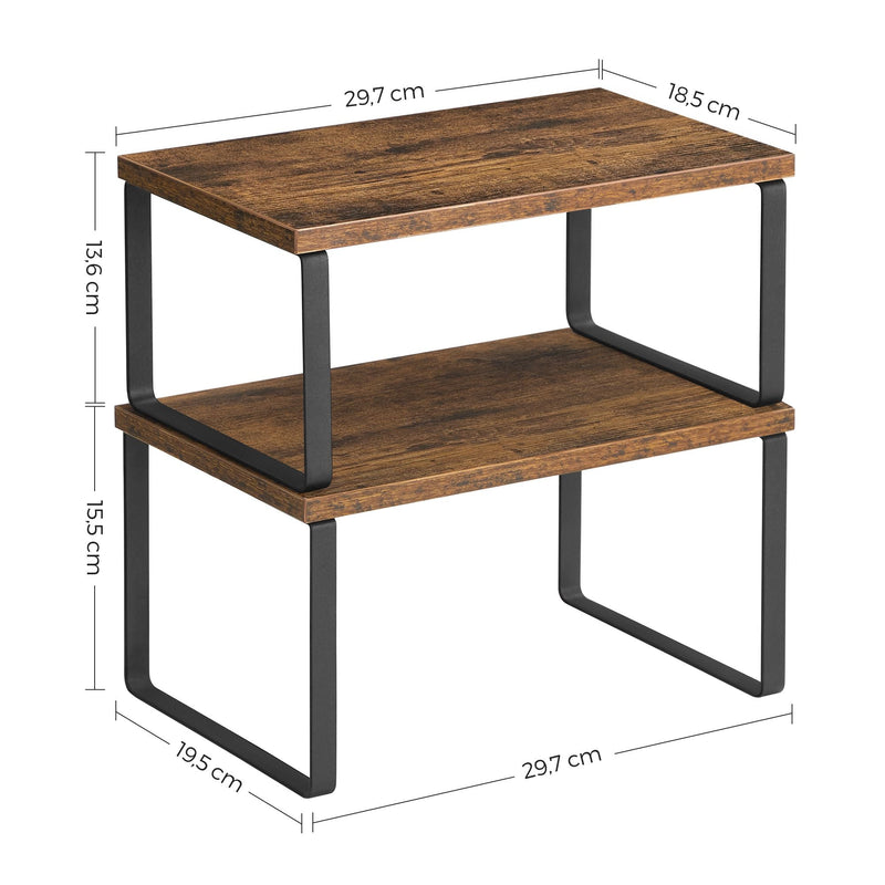 Herb Racks - Kitchenplank - Organizator de bucătărie - cu cadru metalic - set de 2 - maro închis