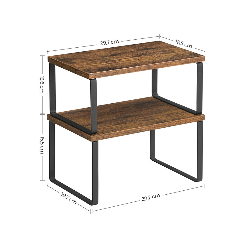 Herbal Rack - Plantă pe bază de plante - Depozitare de bucătărie - Raft de bucătărie - Set de 4 - Standage - Vintage Maro / Negru