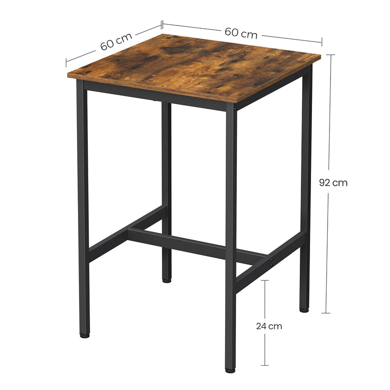 Tableau de bar - Tableau de cuisine haute - Cadre en acier - 60 x 60 x 92 cm