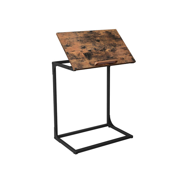 Table d'appoint du canapé - Tableau d'ordinateur portable - avec haut inclinable - brun vintage / noir