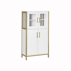 Opbergkast met Stalen Frame - Dressoir - Wit / Goud