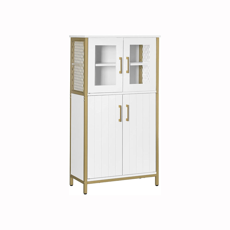 Opbergkast met Stalen Frame - Dressoir - Wit / Goud