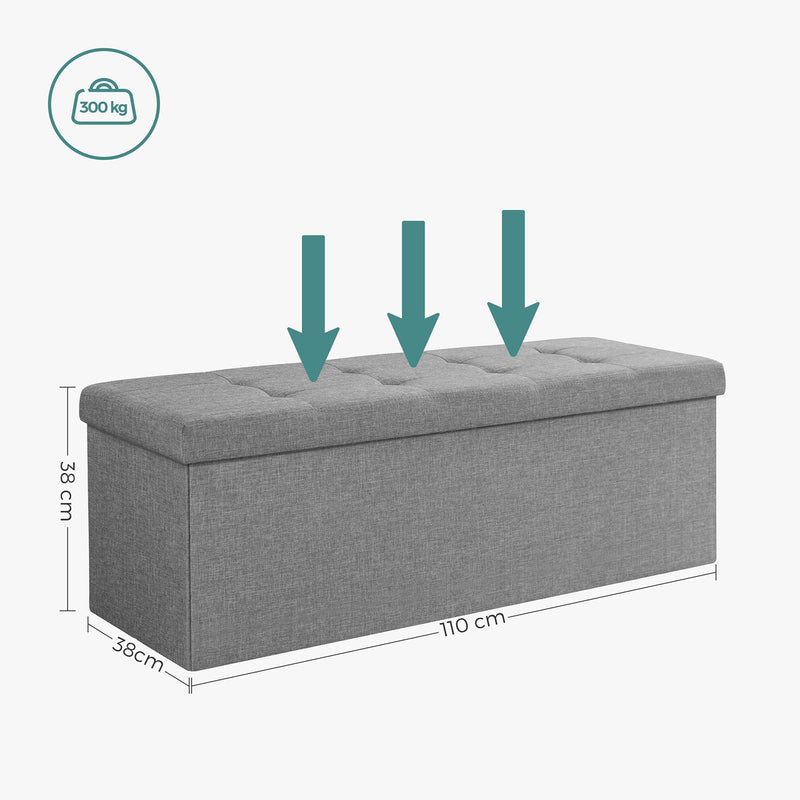 Förvaringsbänk - sittplatser - fällbar - lastkapacitet 300 kg - ljusgrå