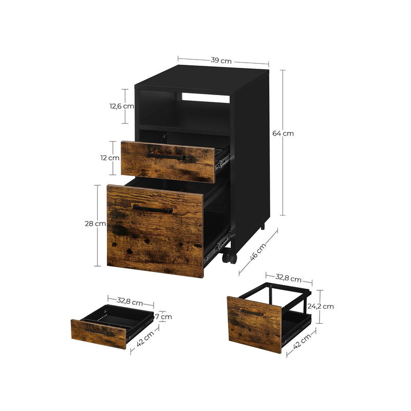 Ladeblok - Arkistokaappi - Office Cabinet - Toimistolaatikko - Vintage Brown / Black