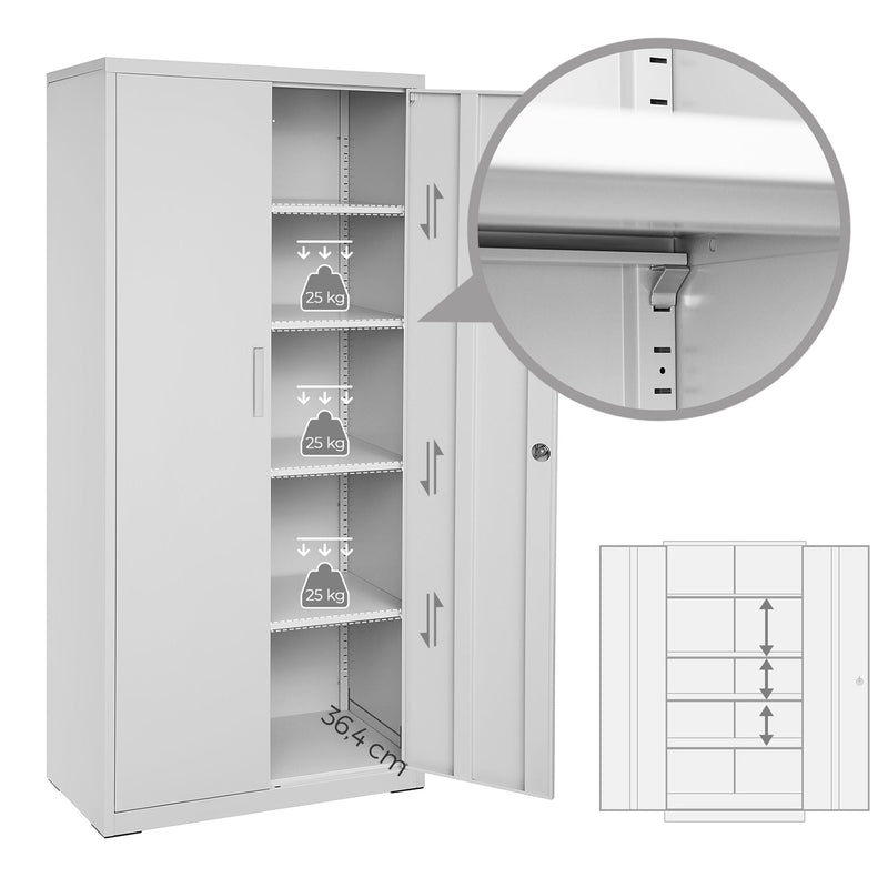 Armoire d'archives avec 2 portes - Cabinet de bureau - Gray