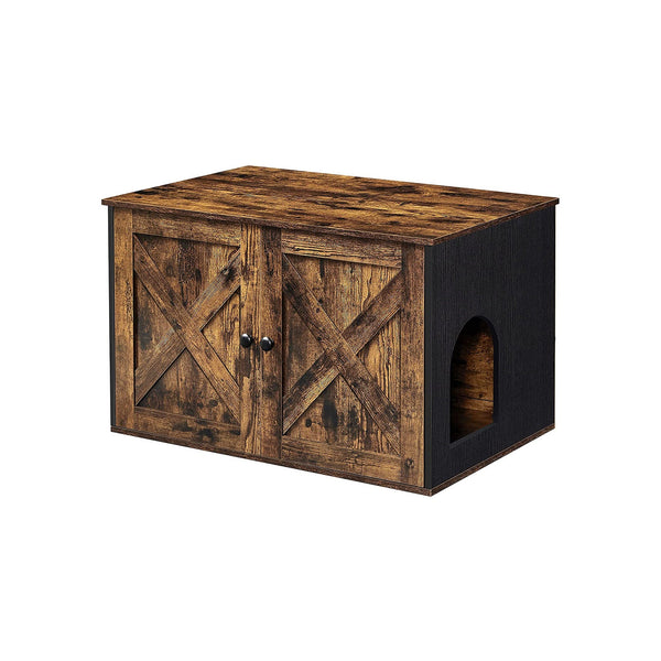 Litter Boîte - Cat House - Avec Doors - Brown Vintage-Black