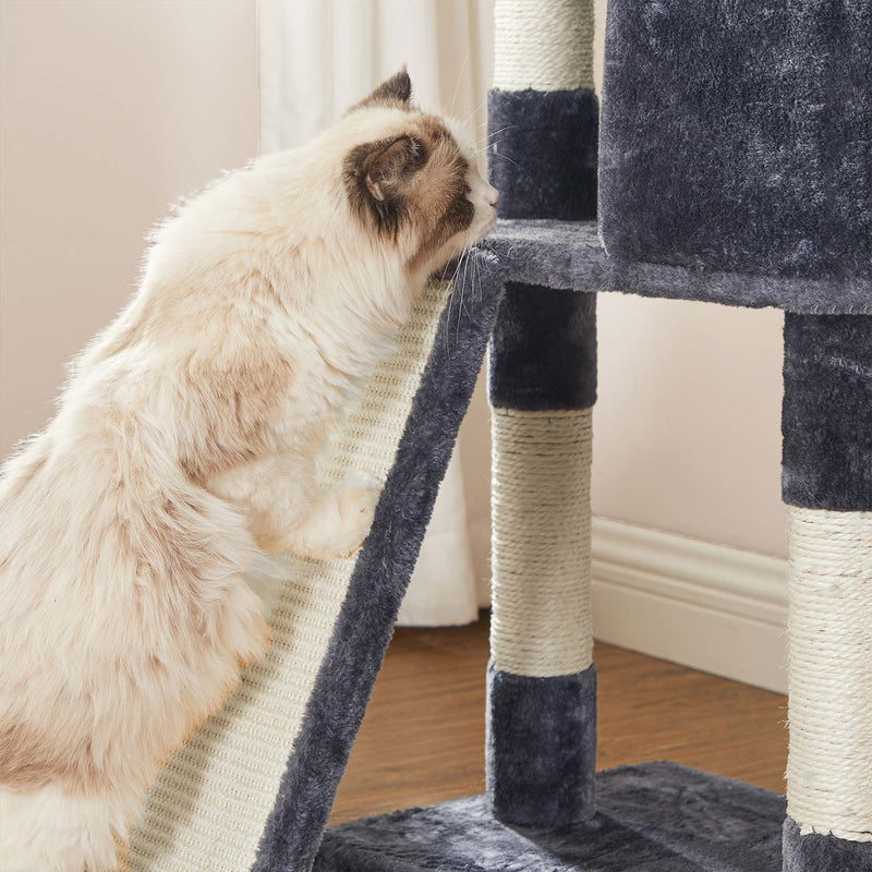 Scratching Post - Kattenhuis - 2 platforme - 115 cm - Stram blad - Røggrå