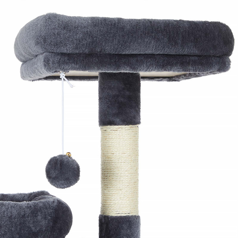 Post de zgârietură - Kattenhuis - 2 platforme - 115 cm - frunze strânse - fum gri