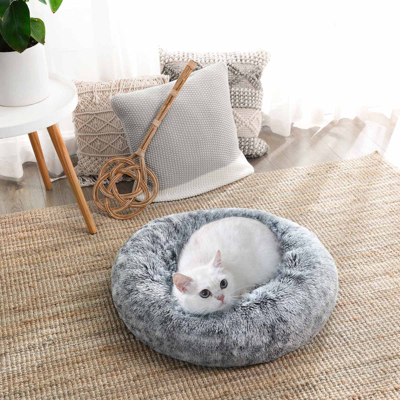 Lit de chien - panier de chien - panier de chat - avec couverture gris douce