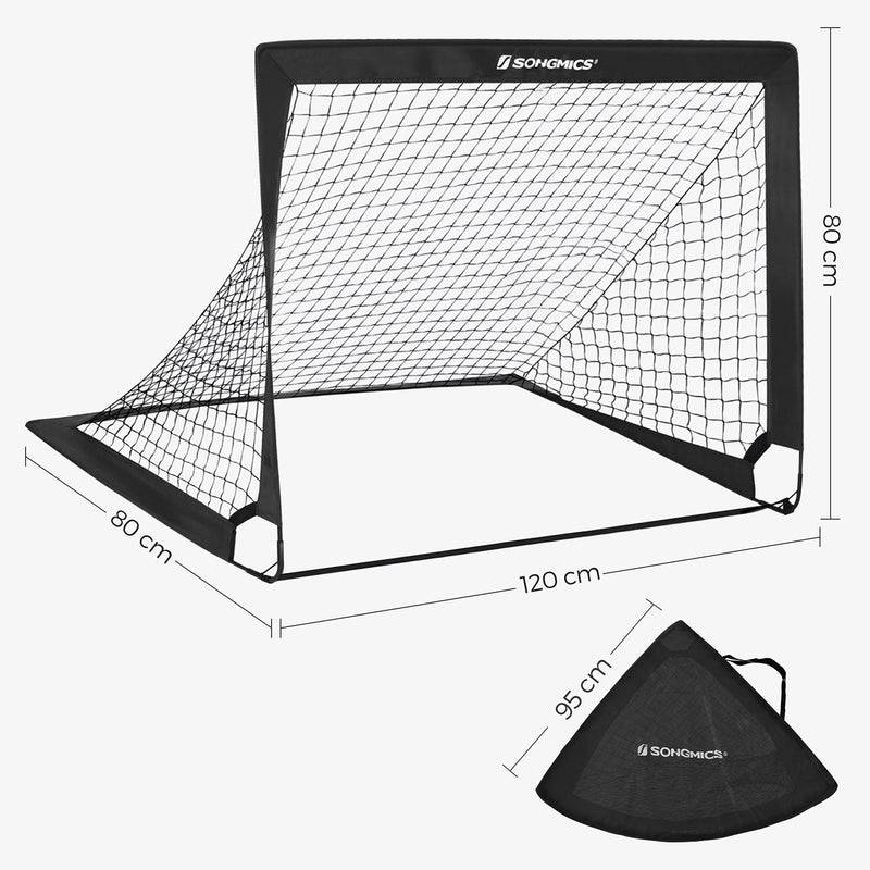 Voetbaldoelen - Voetbalgoal - Set van 2 -  Draagbaar - Opvouwbaar - Zwart