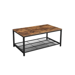 Table basse - dans un style industriel - avec feuille de grille - noir brun