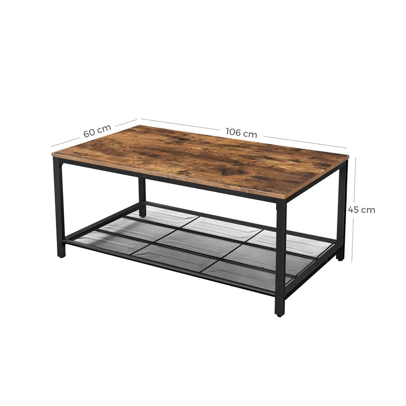 Table basse - dans un style industriel - avec feuille de grille - noir brun