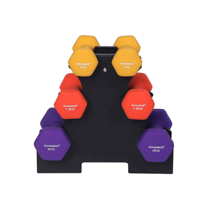 Set de gantere - Dumbels - cu suport - set de 1, 1,5, 2 kg