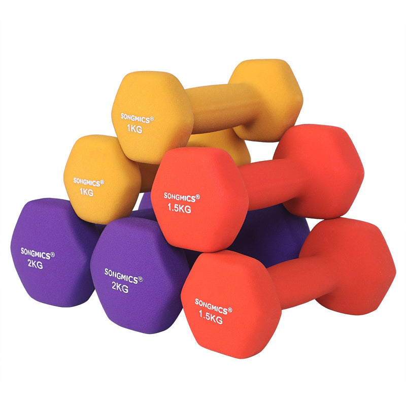 Halkerset - Dumbels - med Holder - Uppsättning av 1, 1,5, 2 kg