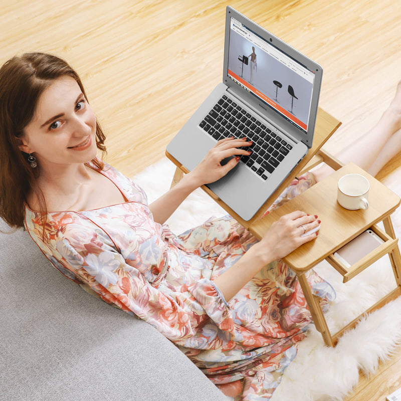 Laptop Table - Notebook Table - Bed Table - Justerbar - Bambu - Natural