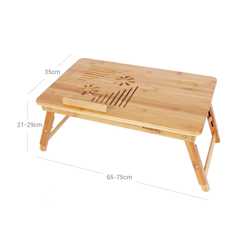 Laptop Table - Notebook Table - Bed Table - Justerbar - Bambu - Natural