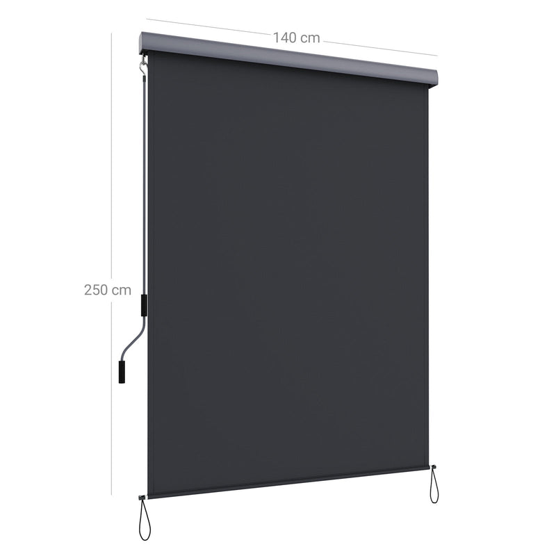 ROLLER Blind - Paravent for Outdoor - Auringonvarjo - Näkymä suojaus - Parveke - Terassi - Puutarha - Asunto - Harmaa - 2,5 x 1,4 metriä