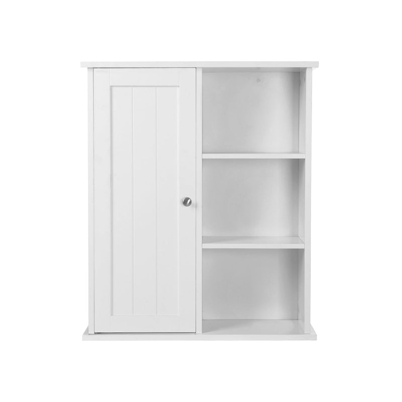 Badkamerkast - Wandkast - Keukenkast - Opslag met deur en plank - Wit - 60 x 71 x 18 cm