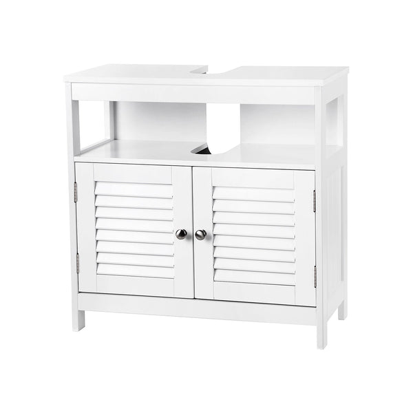 Lavabos en dessous - armoire de base - beaucoup d'espace de stockage - Portes en lamel - 2 compartiments - blanc