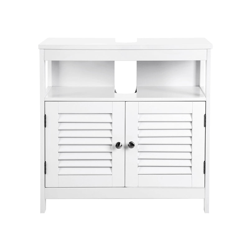 Lavabos en dessous - armoire de base - beaucoup d'espace de stockage - Portes en lamel - 2 compartiments - blanc