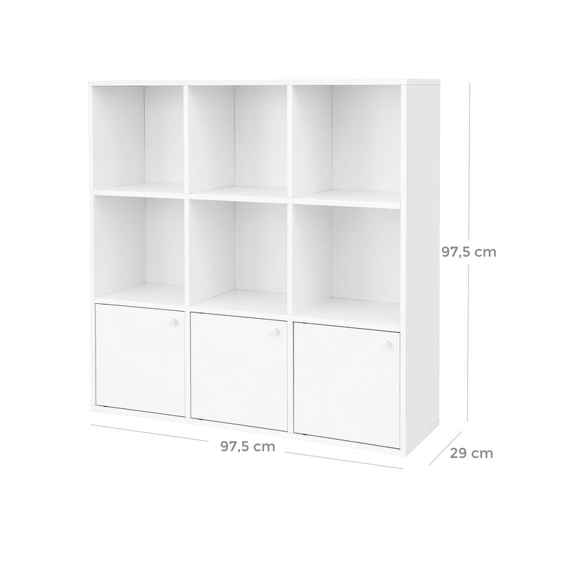 Bibliotecă - Cabinet detașat - Control de depozitare - Plank detașat - Cabinet Cube - 9 companii - Alb