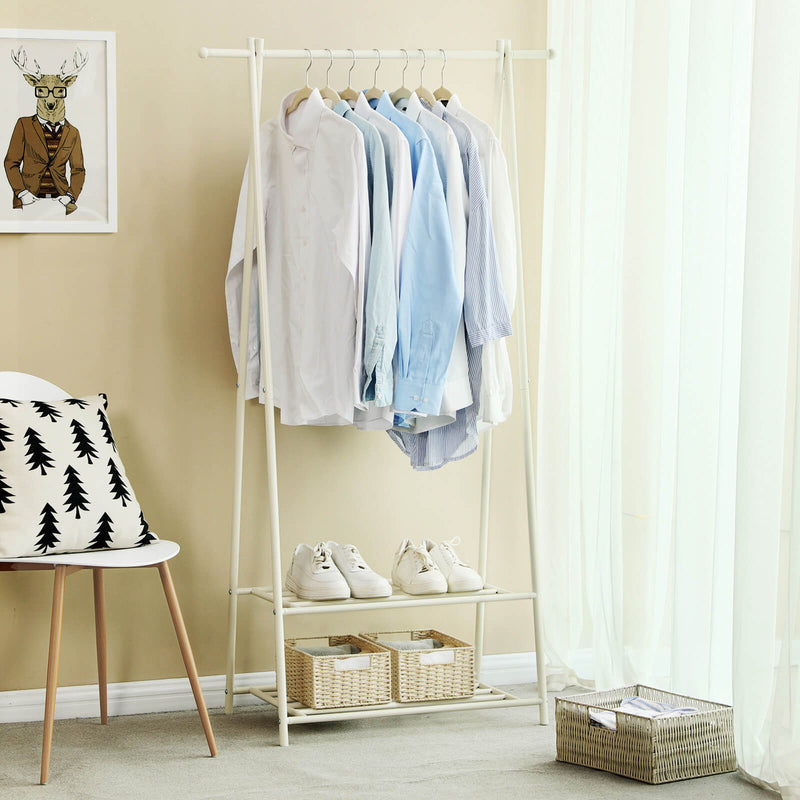 Rack de veste en métal avec porte-chaussures - crème blanc