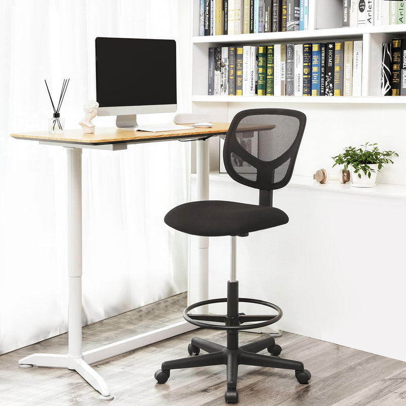 Chaise de bureau - Chaise d'ordinateur - avec anneau de pied réglable - avec poussière nette - noir